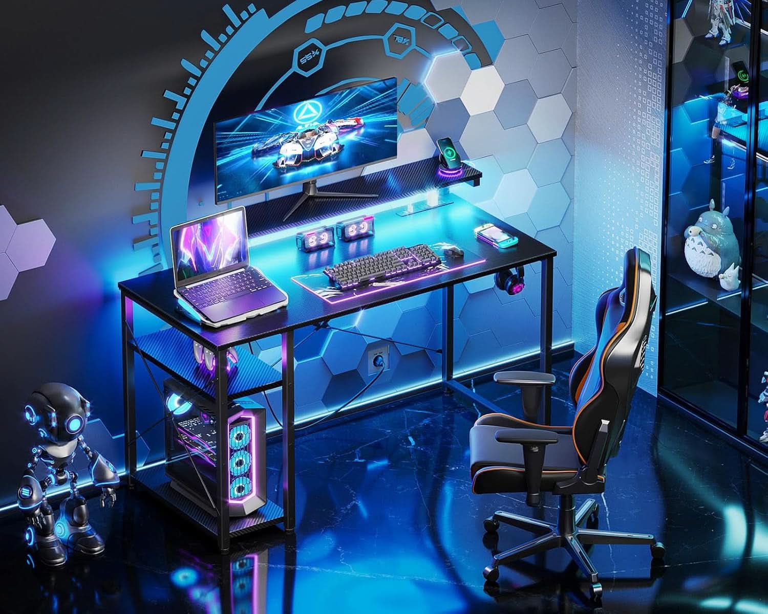 RGB Gaming Desk 40 Inch With LED Lights For Home Office